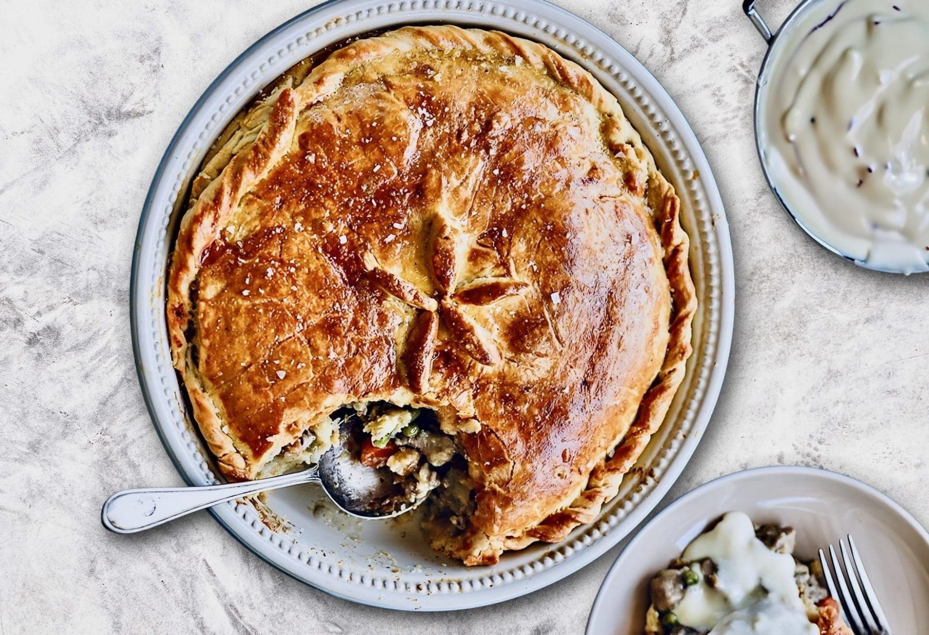 Christmas Pie with Creamy Pork and Carrot and Potato Filling